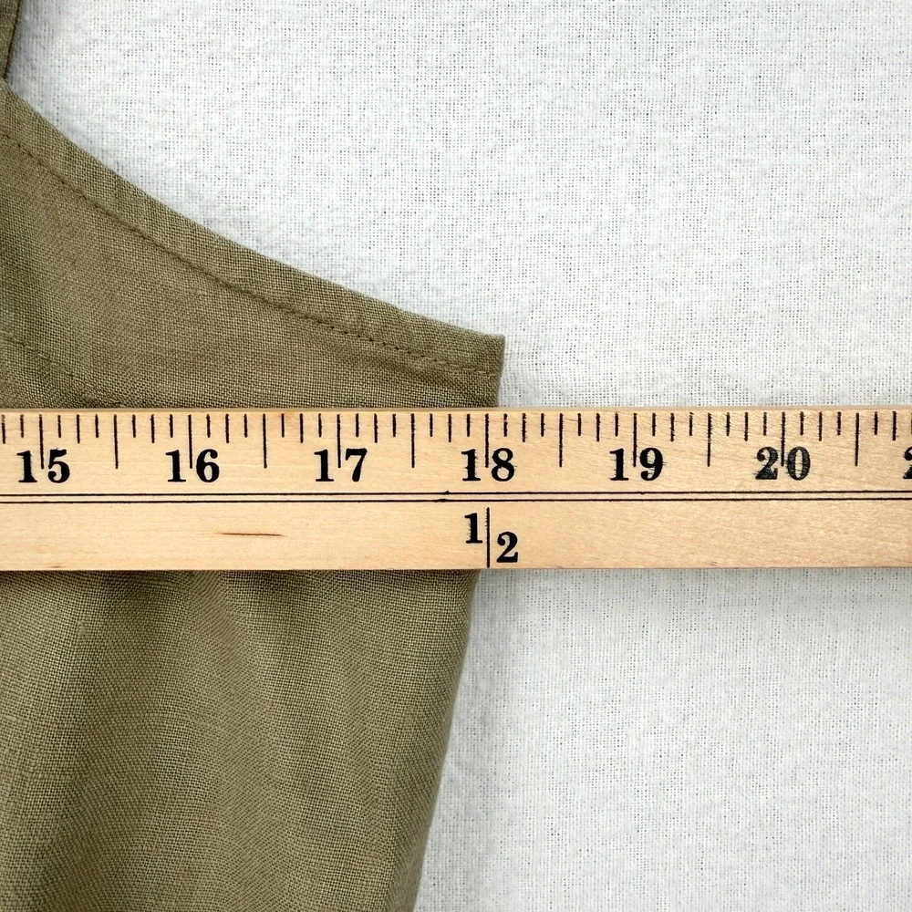 QUINCE Square Neck Linen Jumpsuit Women Medium Olive Green Belted Sleeveless